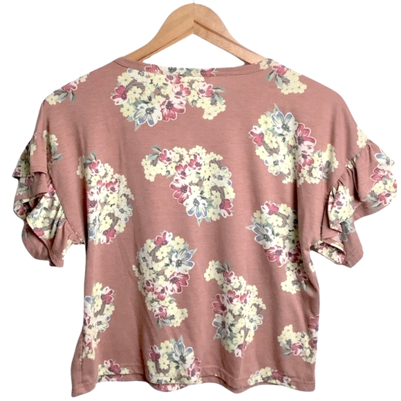 Ginger G Floral Top with Ruffle Sleeves Size Small - Picture 4 of 5